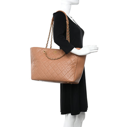 Chanel Lambskin Quilted Large Shopping Tote Dark Beige 2 of 11