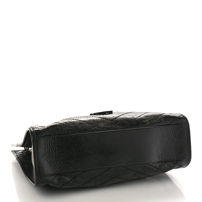 Saint Laurent Crinkled Calfskin Matelasse Monogram Medium Niki Shopper Tote Black 4 of 10