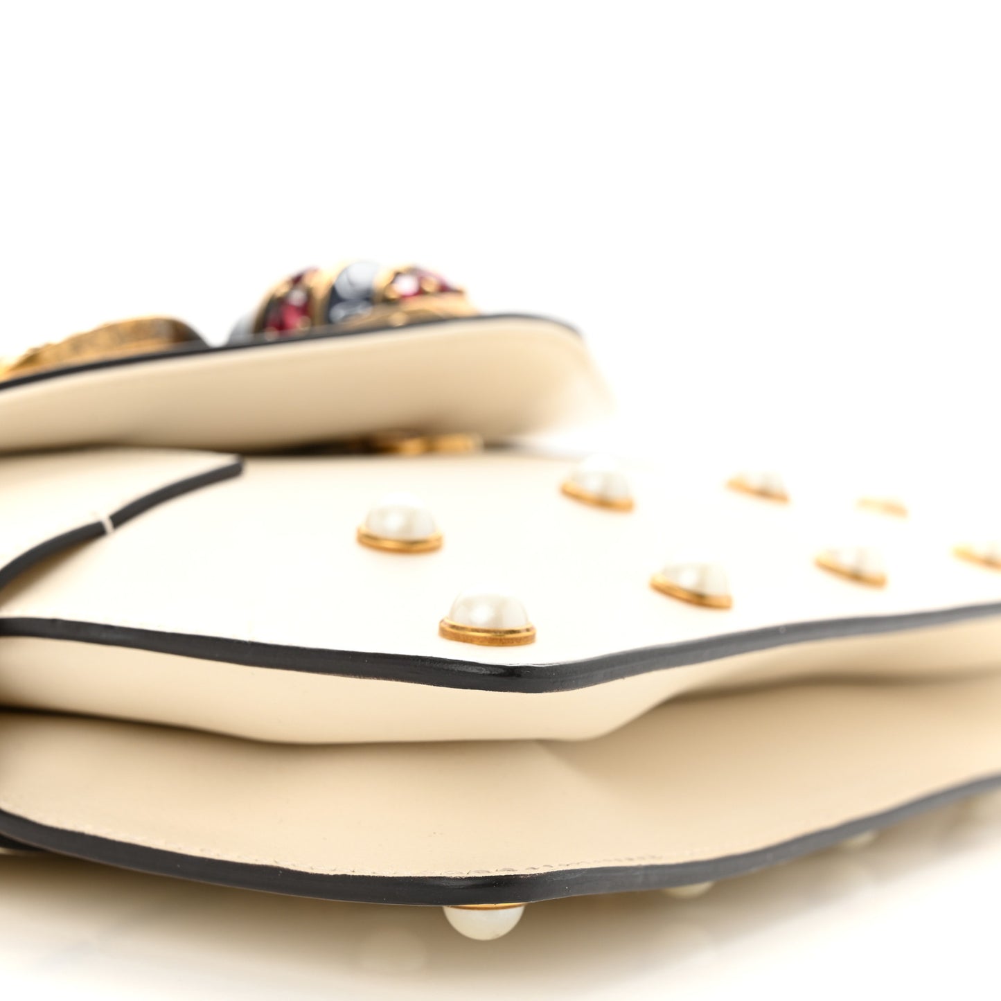 Nappa Pearl Studded Mini Queen Margaret Broadway Shoulder Bag Mystic White