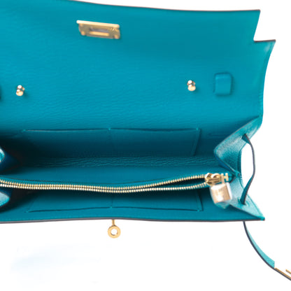 Hermes Chevre Mysore Kelly Wallet To Go Bleu Zanzibar 4 of 10