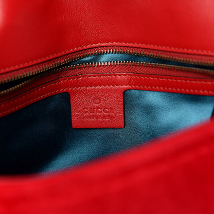 Gucci Velvet Matelasse Medium GG Marmont Shoulder Bag Hibiscus Red 6 of 13