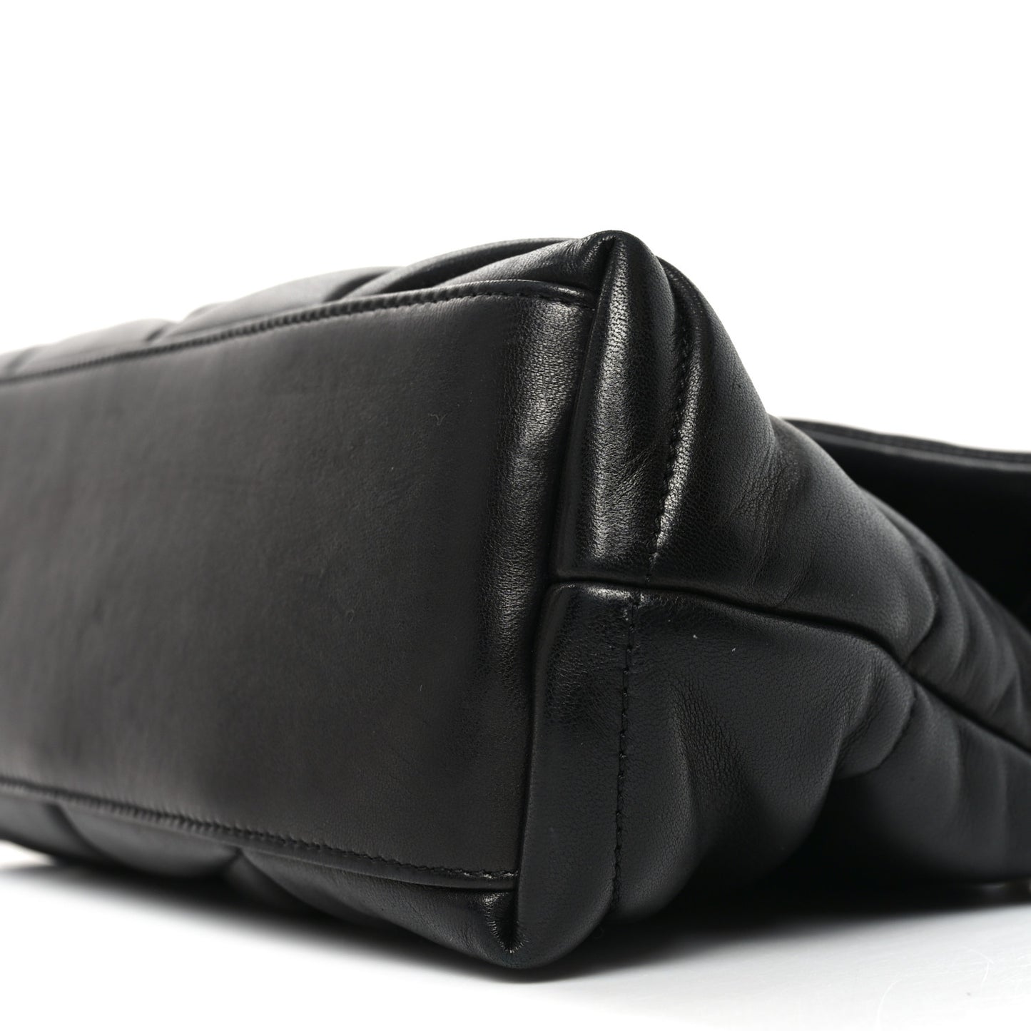Lambskin Quilted Small Loulou Puffer Monogram Chain Satchel Black