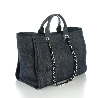 Chanel Canvas Large Deauville Tote Dark Blue 3 of 8