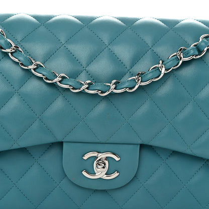 Chanel Lambskin Quilted Jumbo Double Flap Turquoise 8 of 11