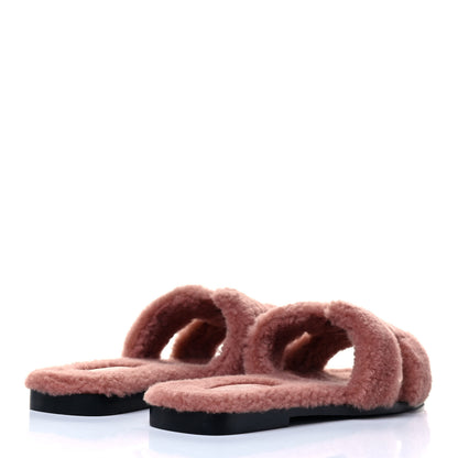 Hermes Woolskin Oran Sandals 37.5 Rose Aube 3 of 5