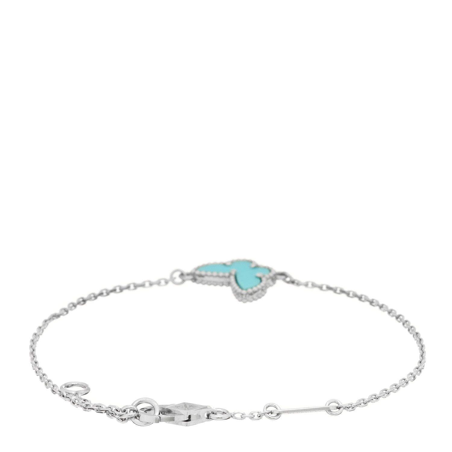 Van Cleef & Arpels 18K White Gold Turquoise Sweet Alhambra Butterfly Bracelet 3 of 4