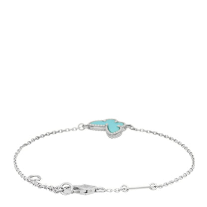 Van Cleef & Arpels 18K White Gold Turquoise Sweet Alhambra Butterfly Bracelet 3 of 4
