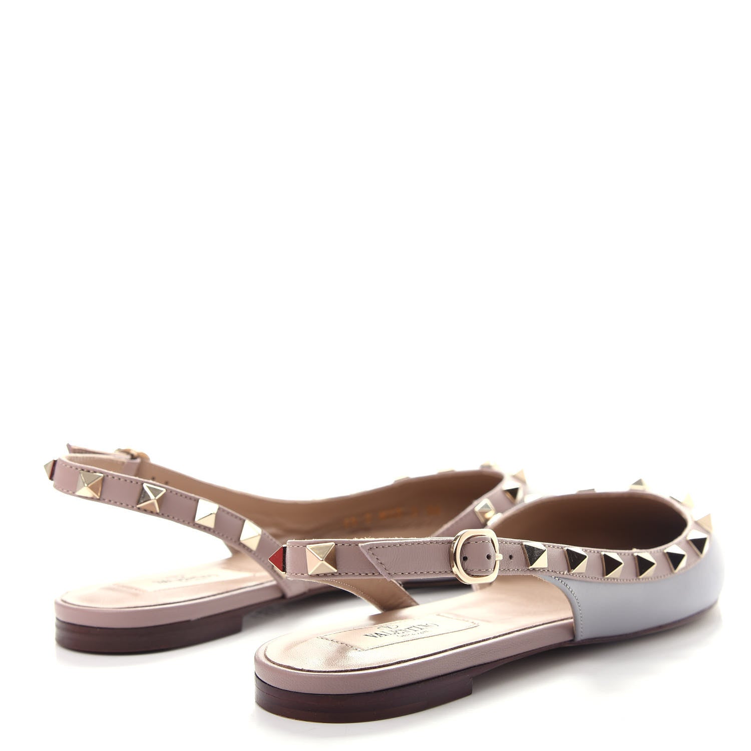 Valentino Garavani Nappa Rockstud Slingback Flats 36 Pastel Grey Poudre 4 of 11
