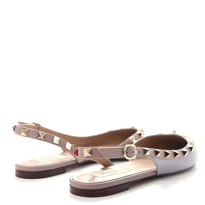 Valentino Garavani Nappa Rockstud Slingback Flats 36 Pastel Grey Poudre 4 of 11