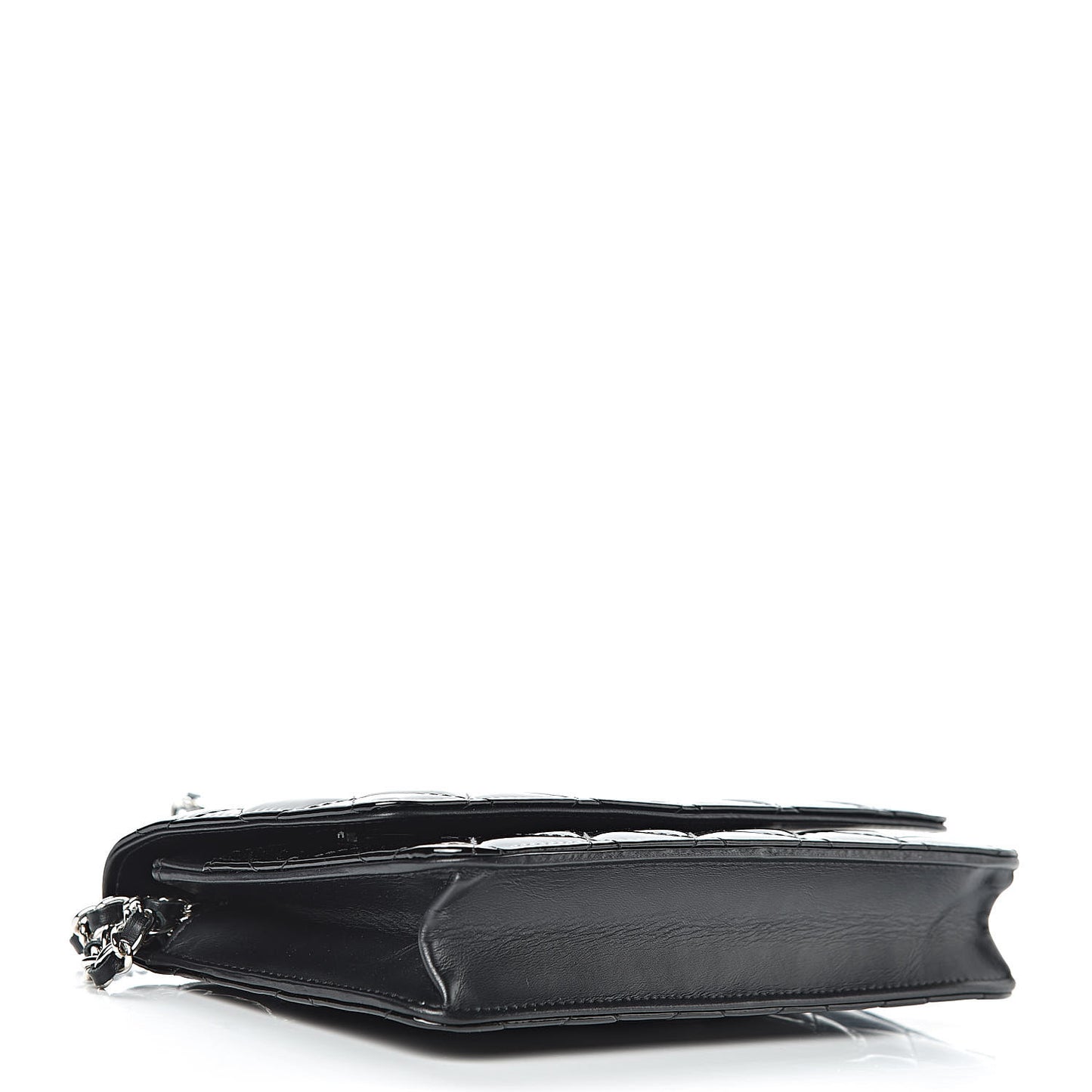 Patent Quilted Wallet On Chain WOC Black