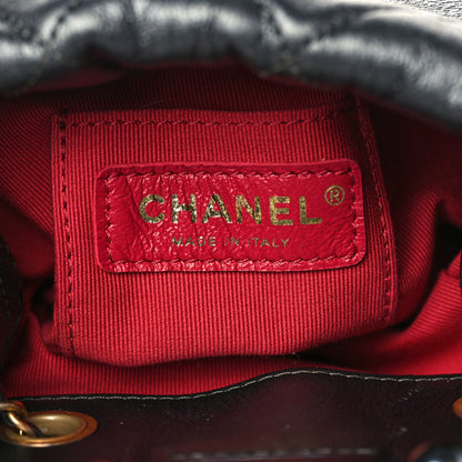Chanel Metallic Lambskin Quilted Pearl Crown Drawstring Bag Anthracite 6 of 9