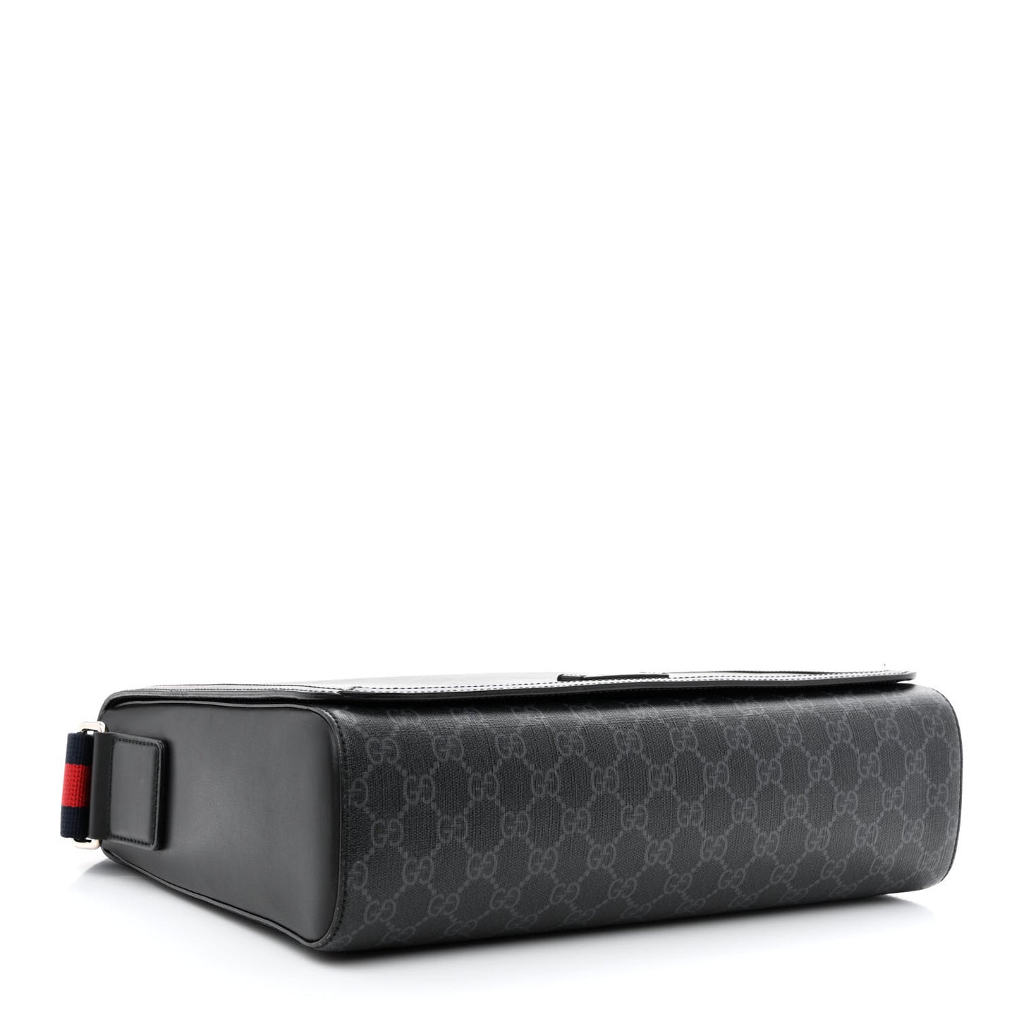GG Supreme Monogram Web Flap Messenger Bag Black Grey
