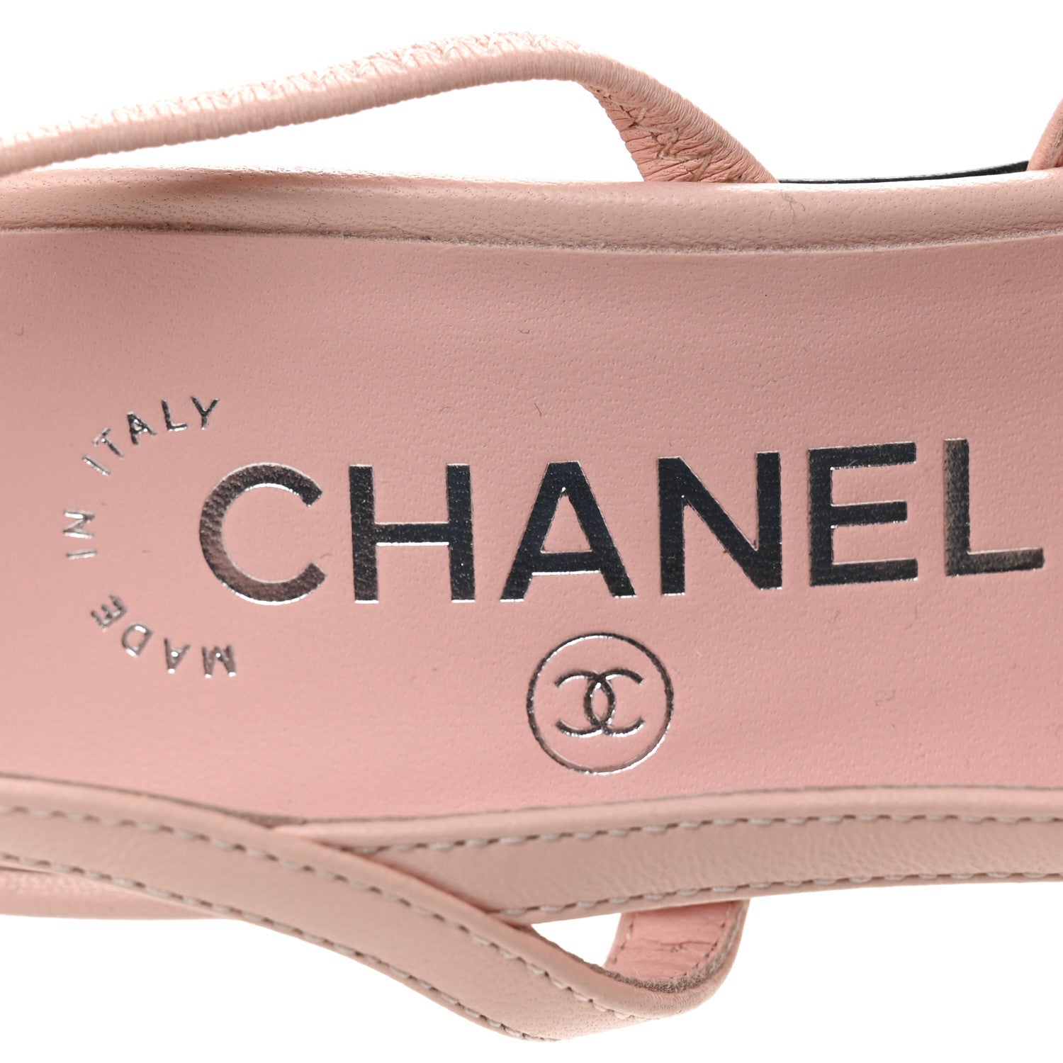 Chanel Lambskin Cap Toe CC Slingback Pumps 36 Light Pink Black 8 of 10