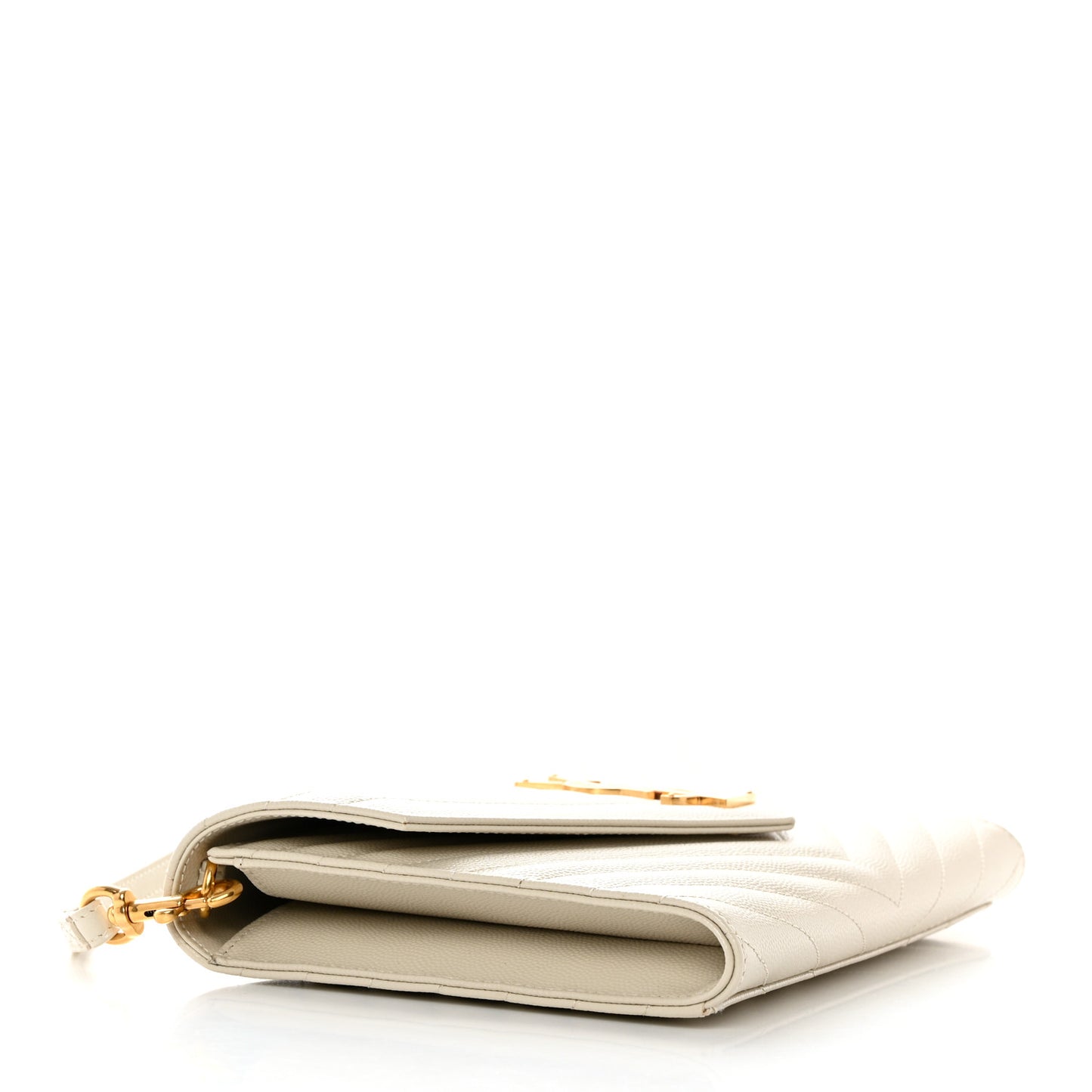 Grain De Poudre Matelasse Chevron Monogram Envelope Clutch Blanc Vintage