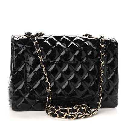 Chanel Patent Quilted Sparkle Glitter Jumbo Single Flap Black 3 of 11