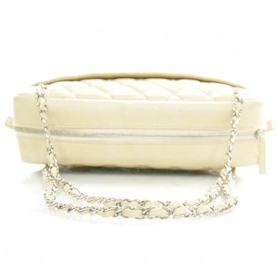 Lambskin Quilted Large Camera Case Beige Clair