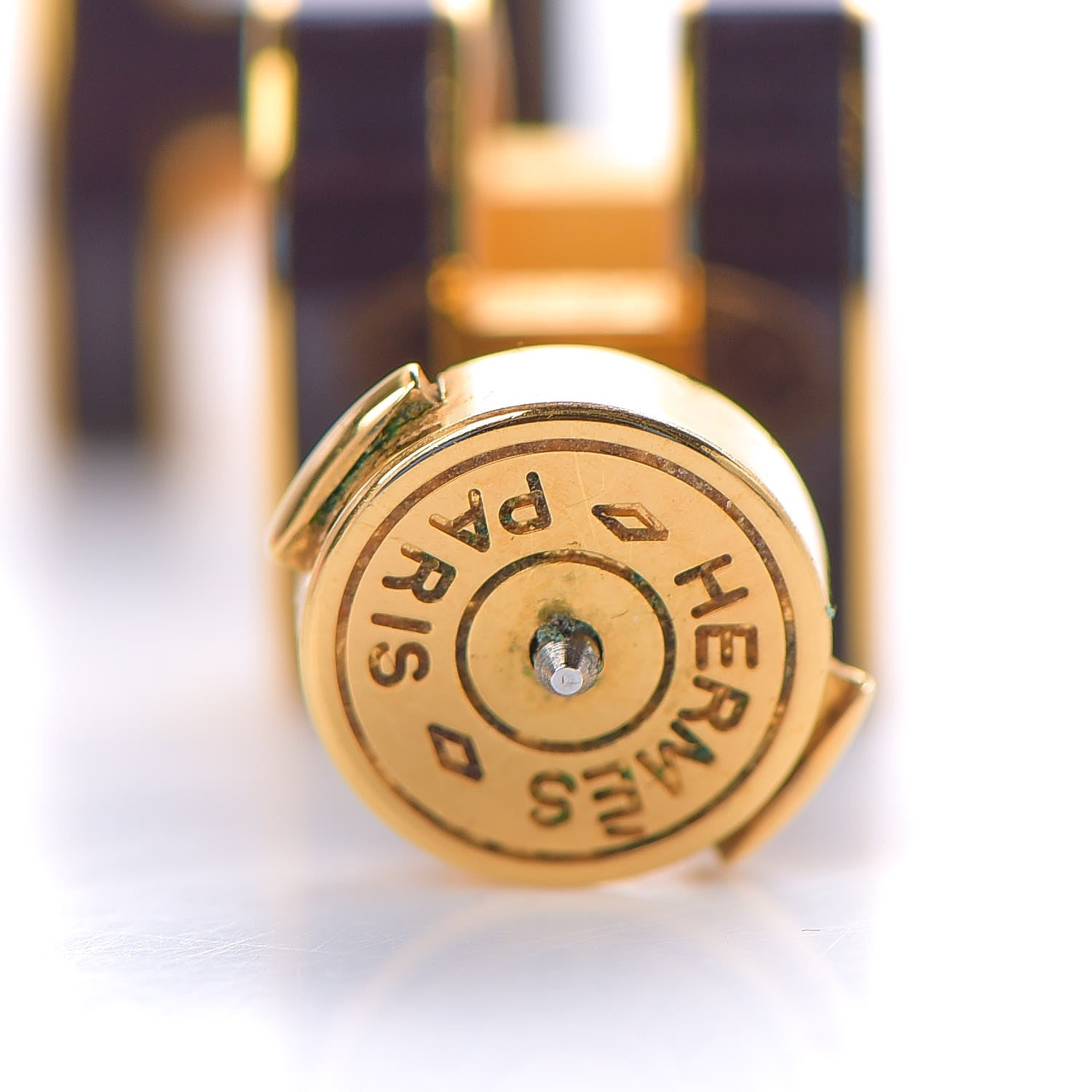 Hermes Gold Lacquered Pop H Earrings Black 2 of 3
