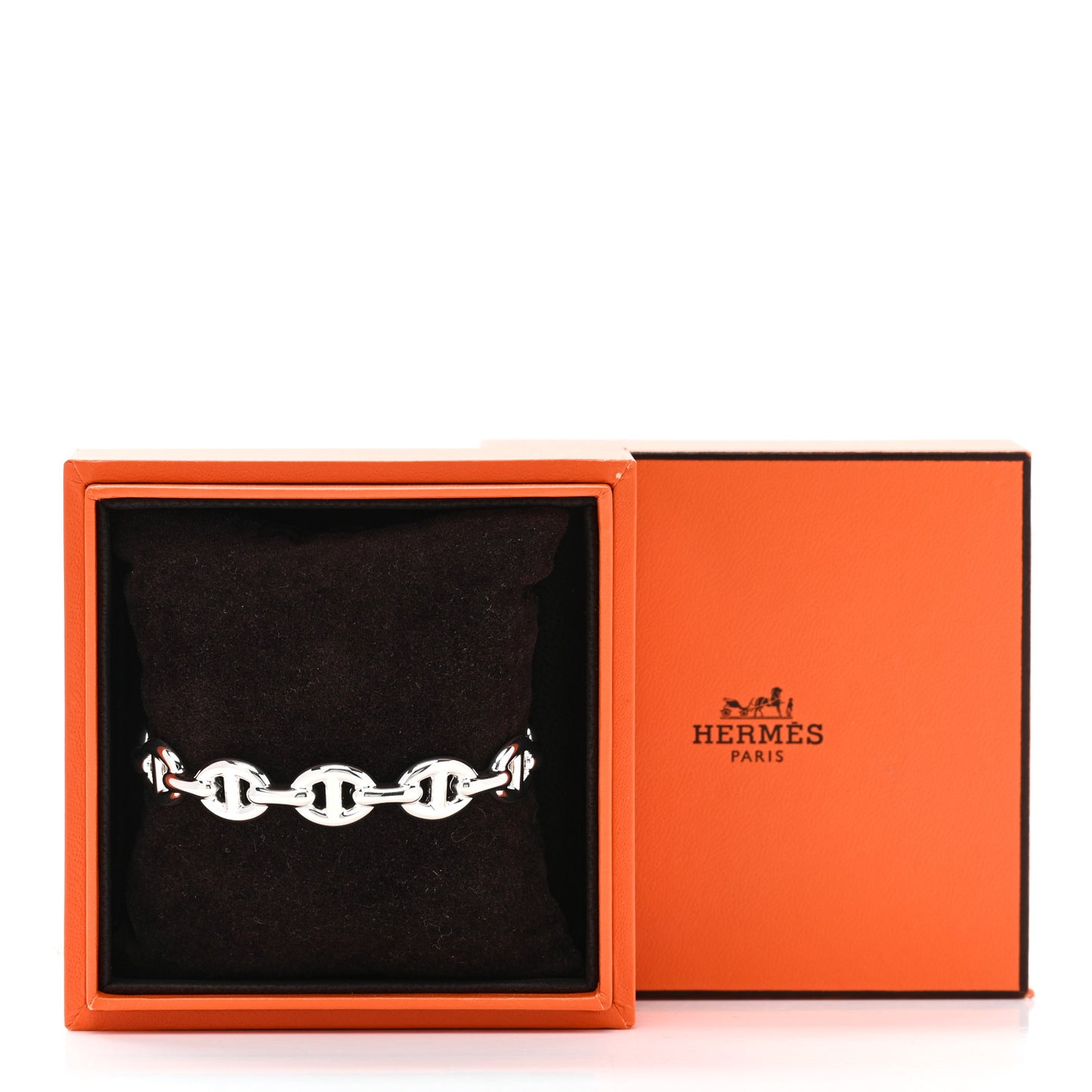 Sterling Silver MM Chaine d'Ancre Enchainee Cuff Bracelet SH