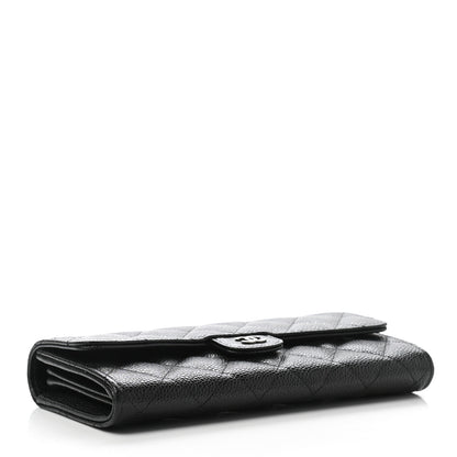 Chanel Caviar Quilted Large Gusset Flap Wallet Black 4 of 9