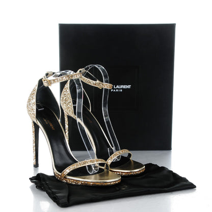 Saint Laurent Glitter Jane 110 Ankle Strap Sandals 41 Platino 8 of 8