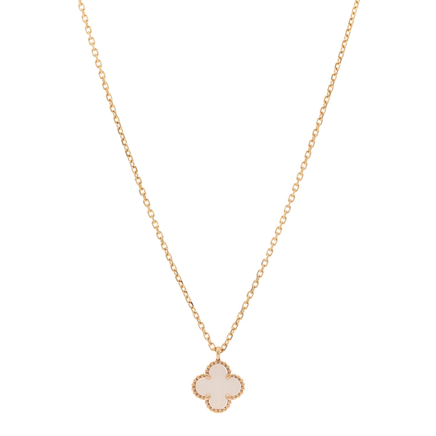 18K Yellow Gold Mother of Pearl Sweet Alhambra Pendant Necklace