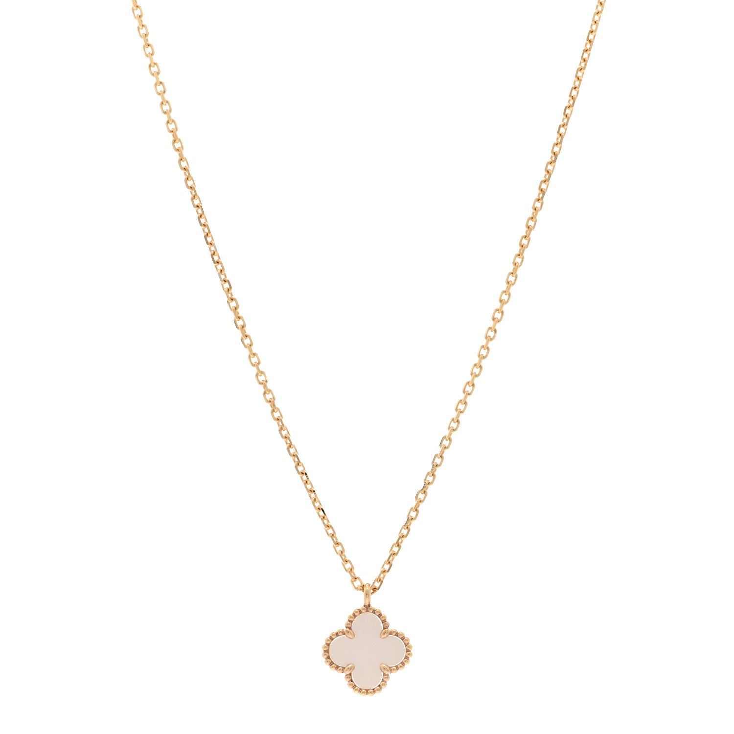 Van Cleef & Arpels 18K Yellow Gold Mother of Pearl Sweet Alhambra Pendant Necklace 1 of 6