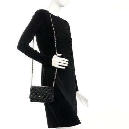 Chanel Lambskin Quilted Wallet On Chain WOC Black 2 of 9