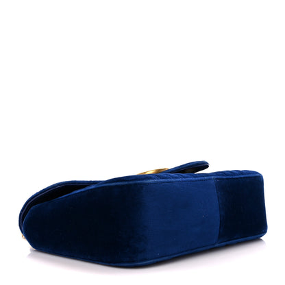 Gucci Velvet Matelasse Medium GG Marmont Shoulder Bag Cobalt Blue 4 of 11