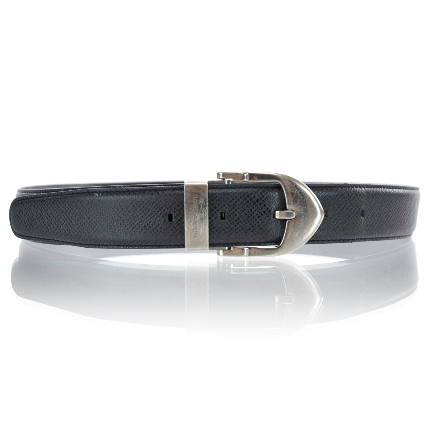 Louis Vuitton Taiga Leather Classique Belt Black 110 44 1 of 8