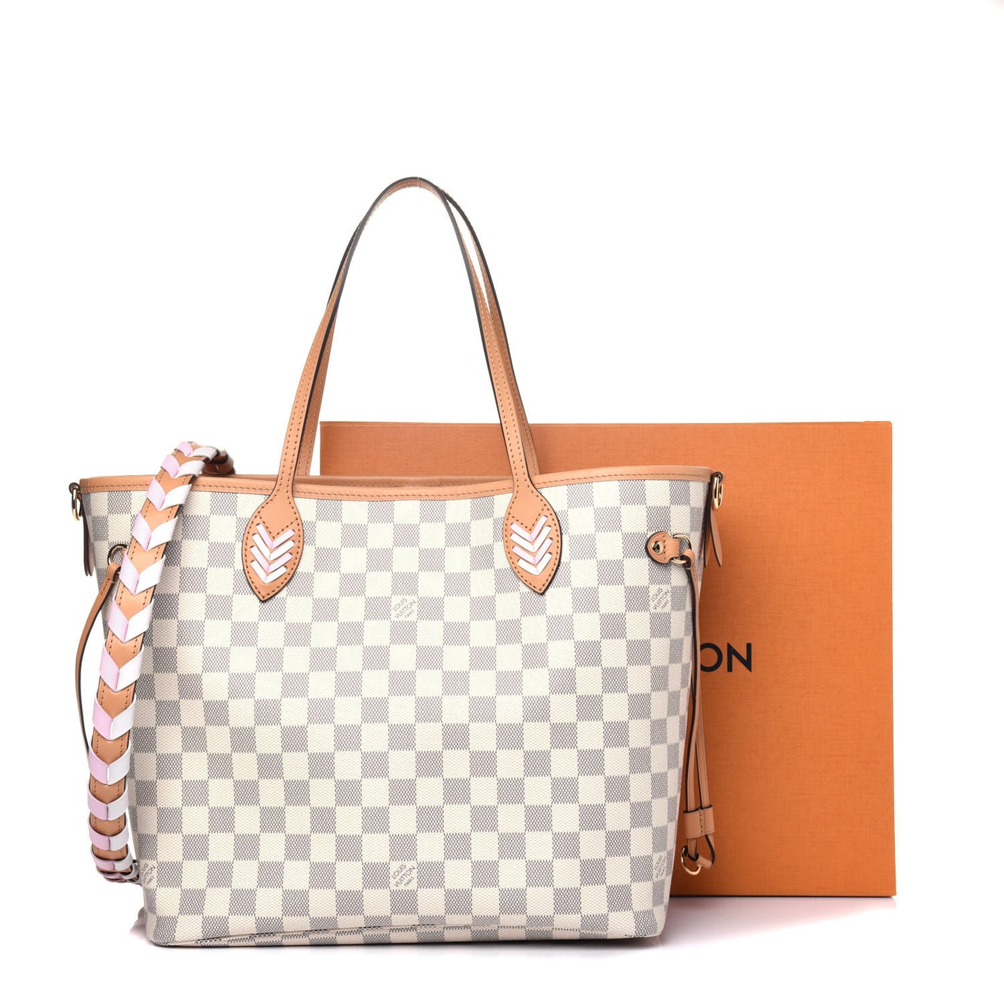 Damier Azur Braided Neverfull MM Pink