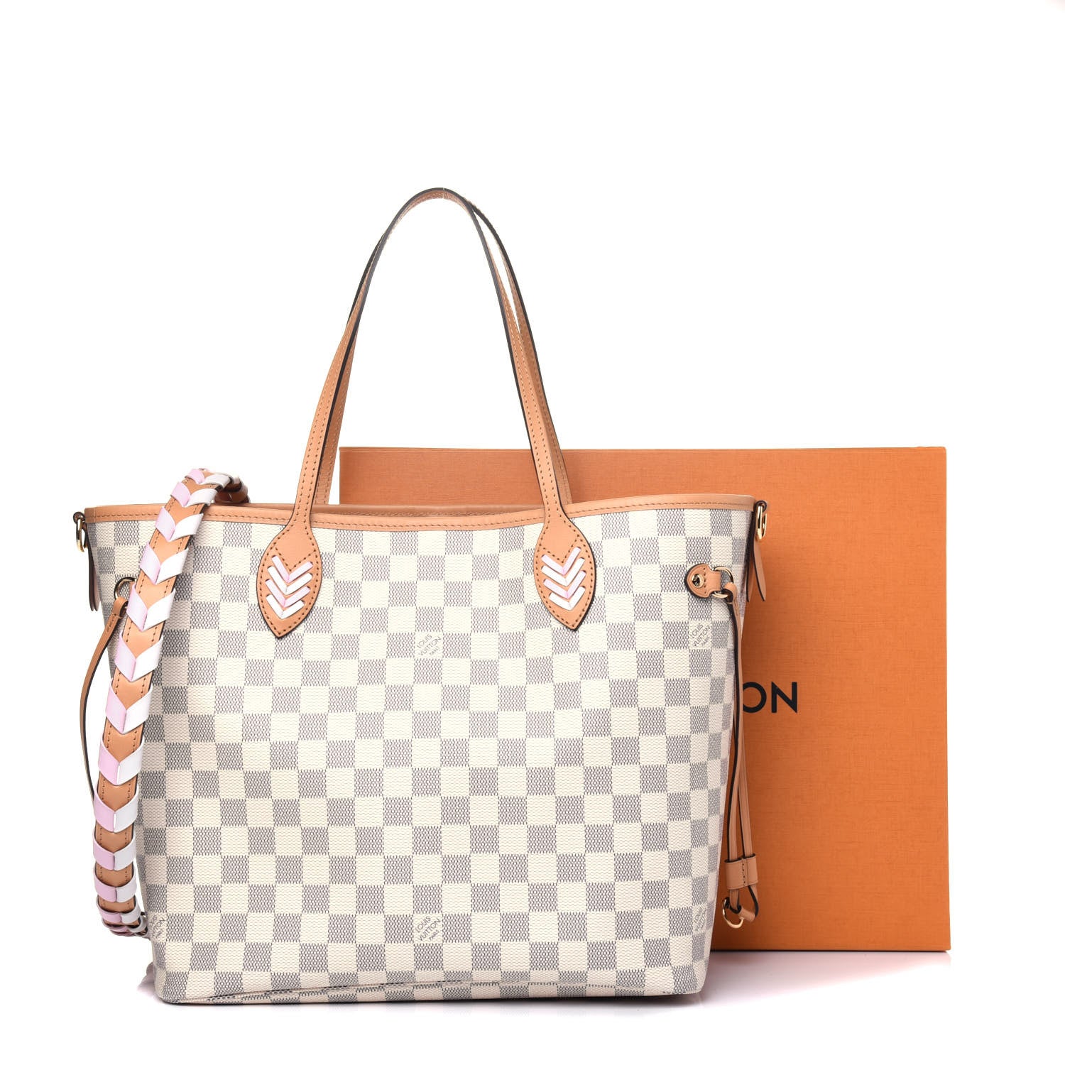 Louis Vuitton Damier Azur Braided Neverfull MM Pink 15 of 15