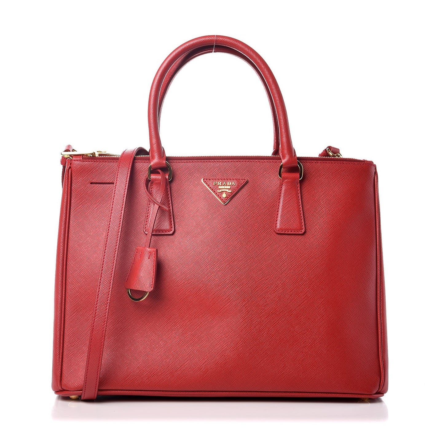 Saffiano Medium Galleria Double Zip Tote Fuoco