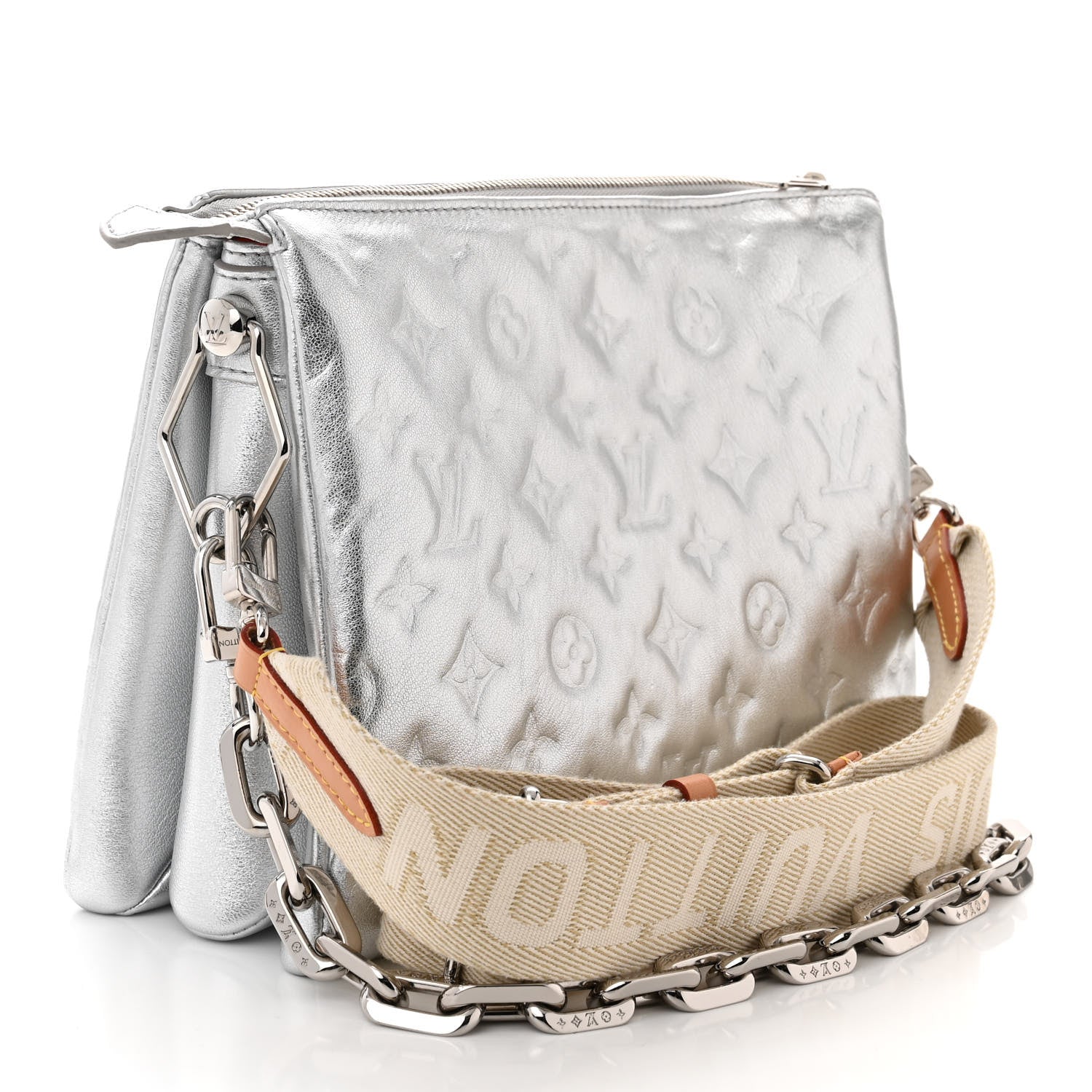Louis Vuitton Metallic Lambskin Embossed Monogram Coussin PM Silver 3 of 10