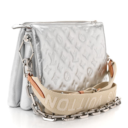 Louis Vuitton Metallic Lambskin Embossed Monogram Coussin PM Silver 3 of 10