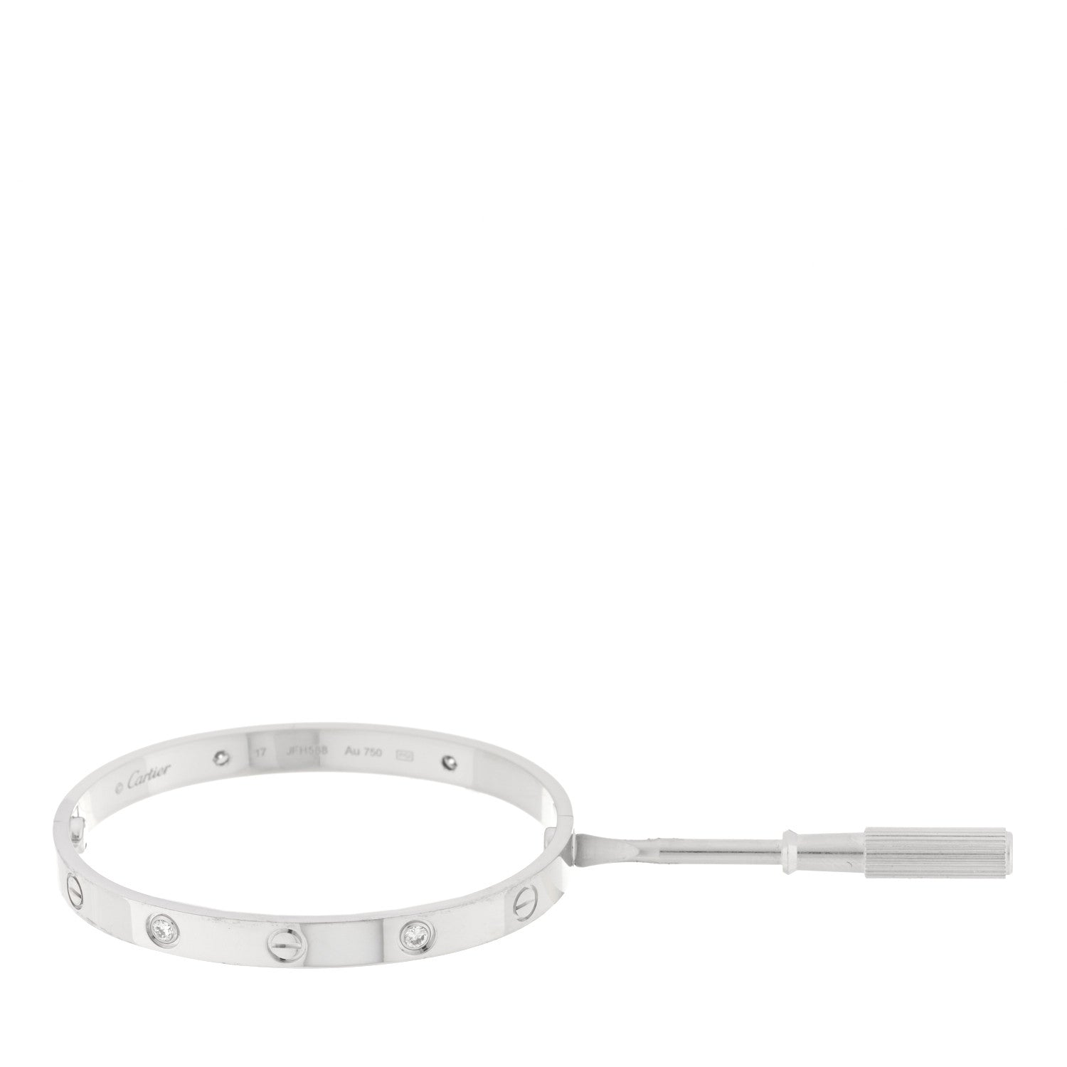 Cartier 18K White Gold 4 Diamond LOVE Bracelet 17 4 of 5