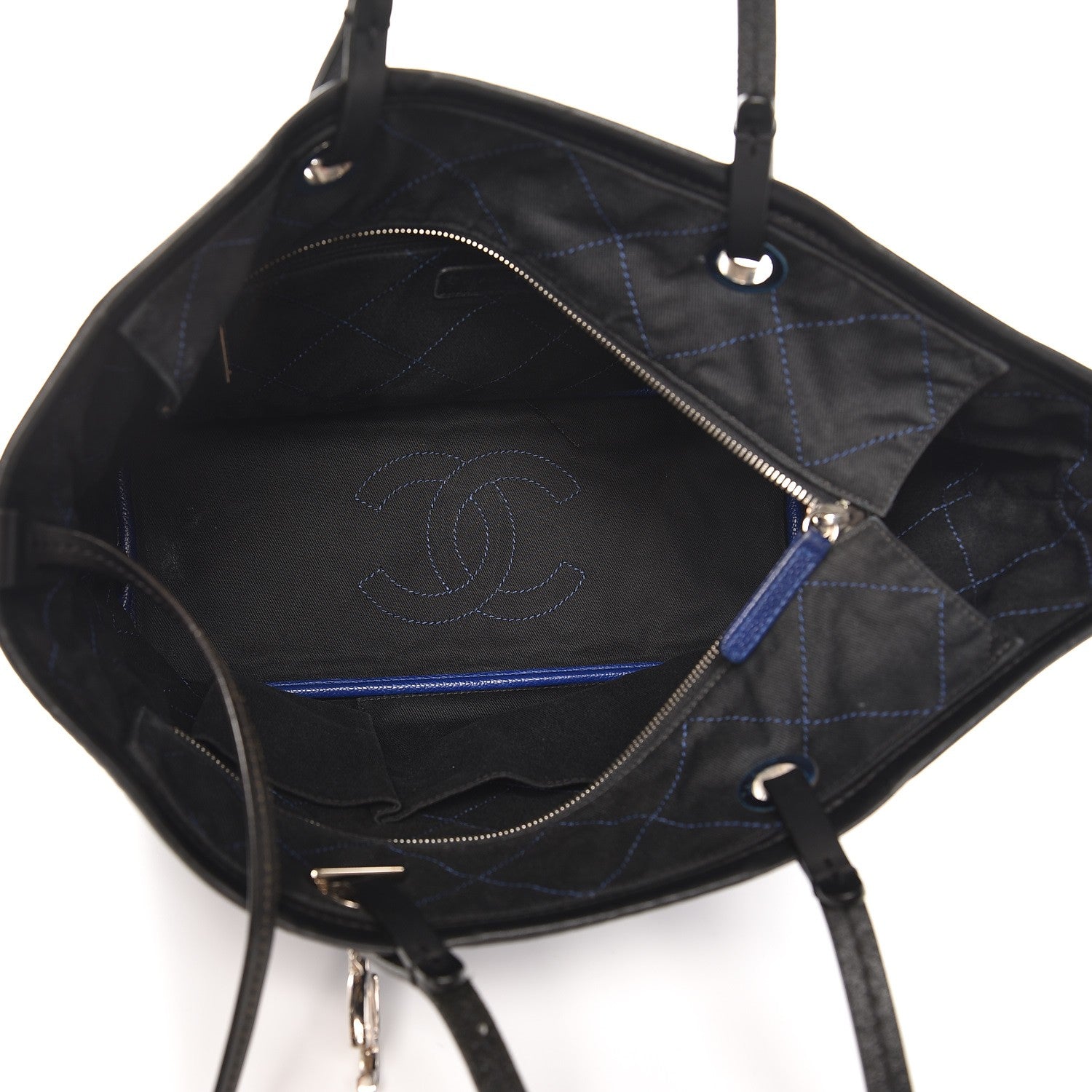 Chanel Grained Calfskin Shopping Fever Tote Blue 5 of 7
