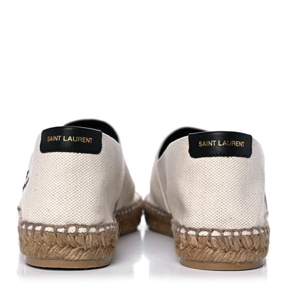 Saint Laurent Canvas Nappa Elba Light Logo Embroidered Espadrilles 38 Panna 5 of 12