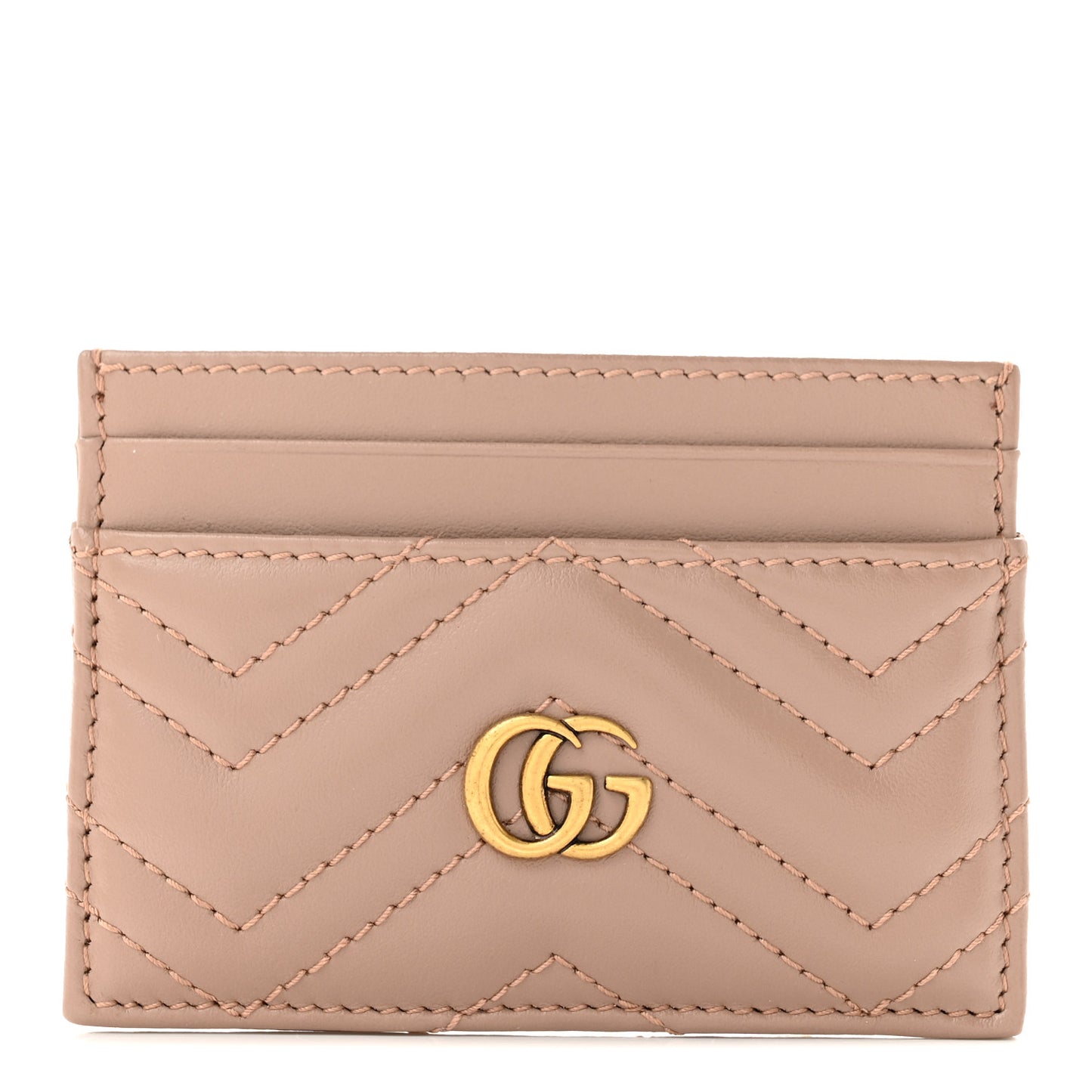 Calfskin Matelasse GG Marmont Card Holder Porcelain Rose