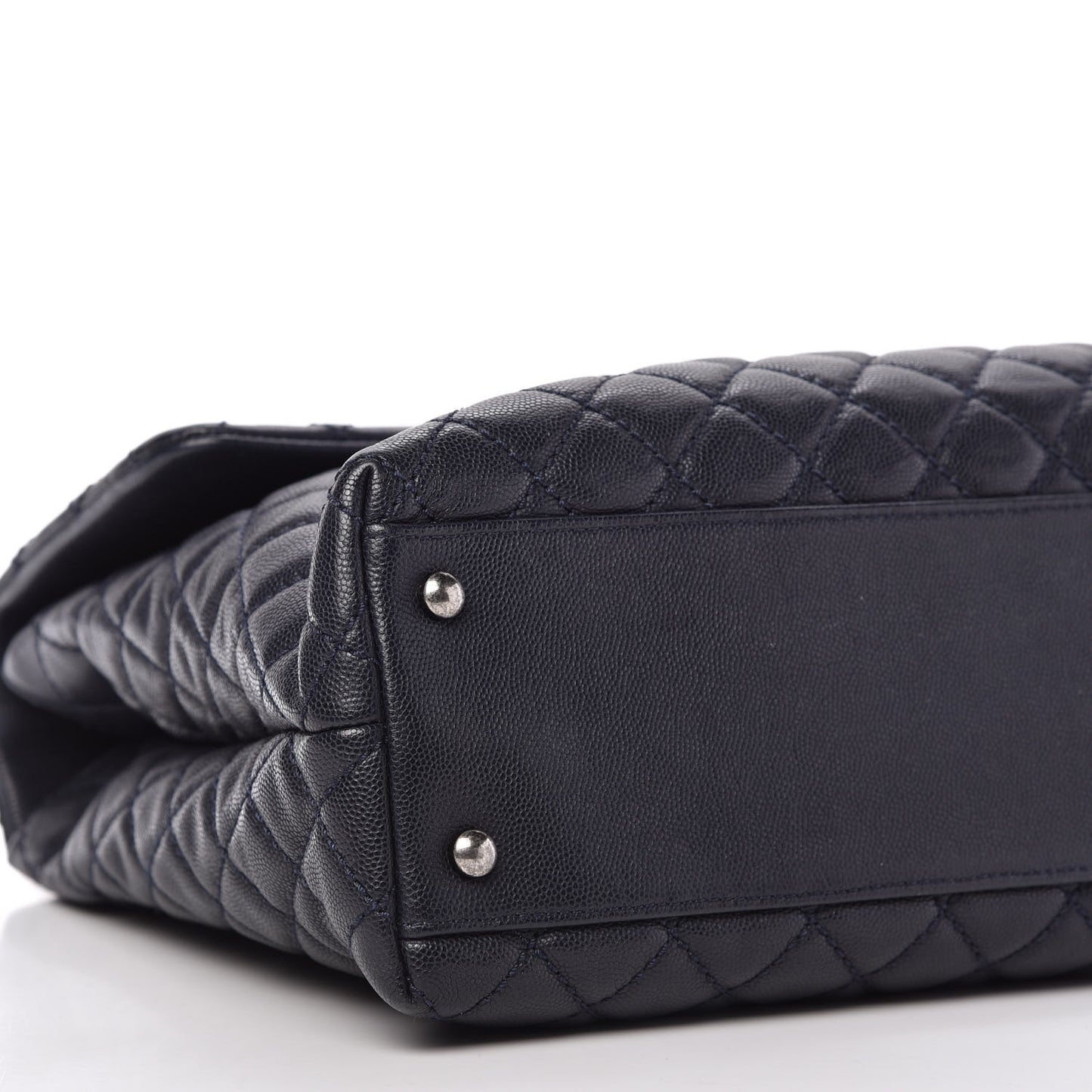 Caviar Lizard Quilted Large Coco Handle Flap Blue