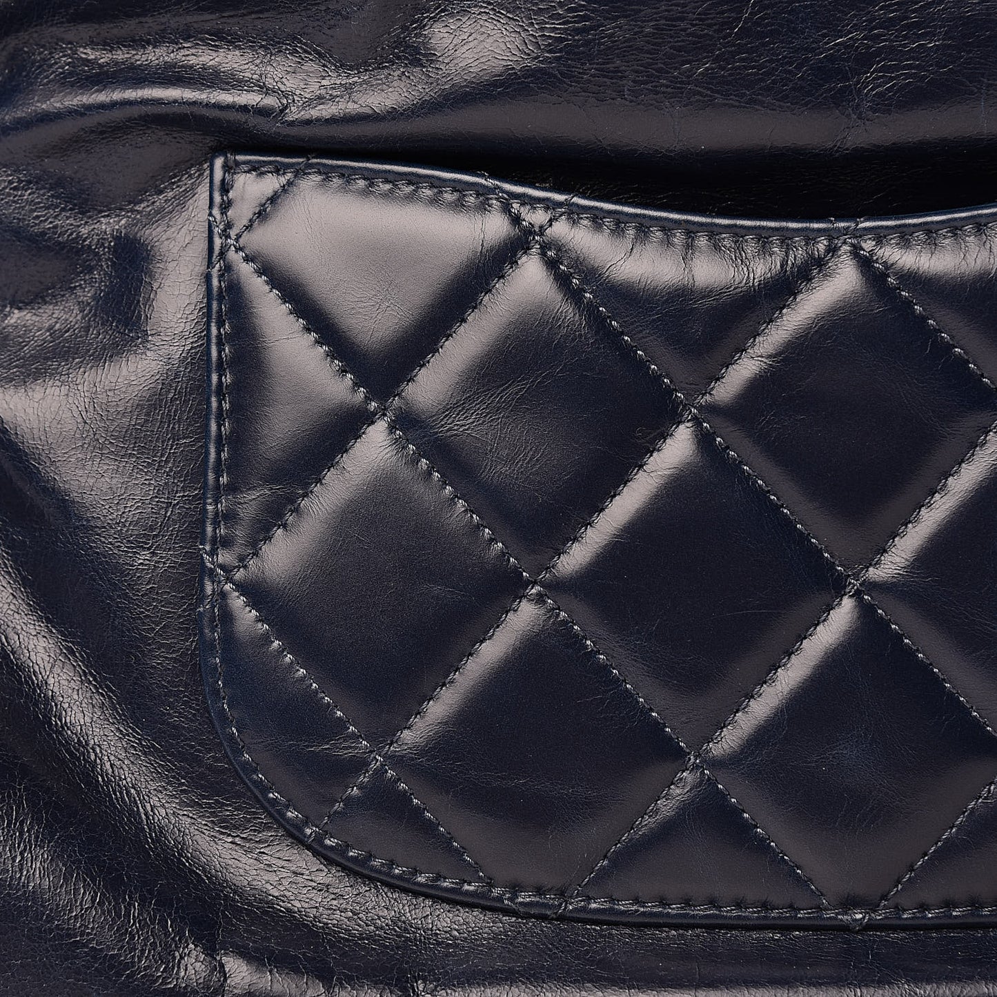 Glazed Calfskin Small Deauville Tote Blue