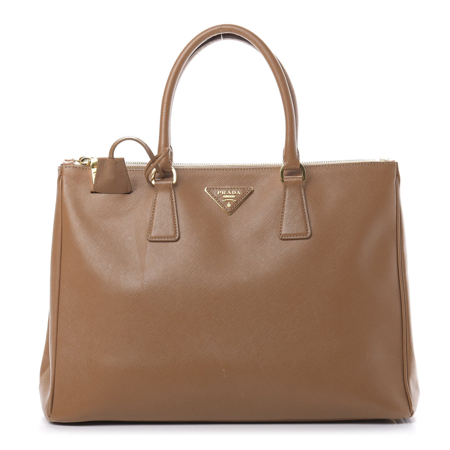 Saffiano Large Galleria Double Zip Tote Caramel