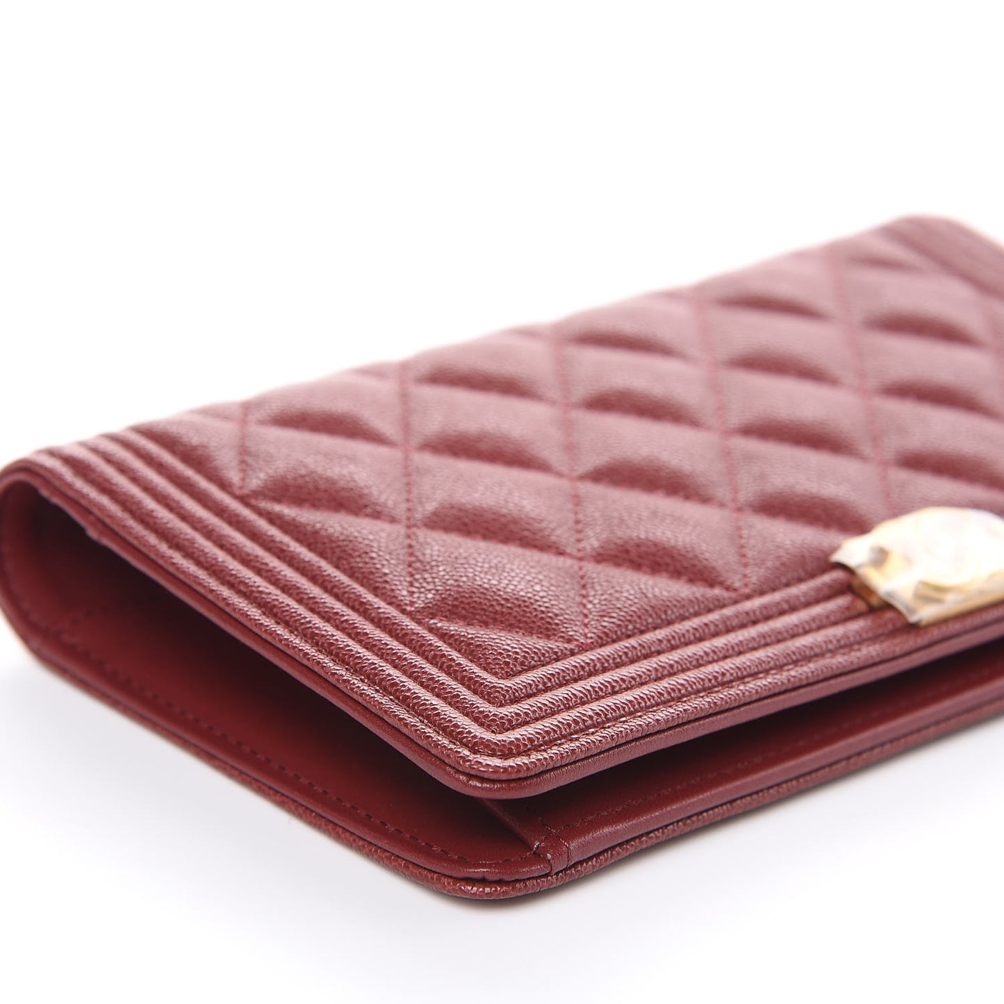 Caviar Quilted Boy Yen Wallet Burgundy