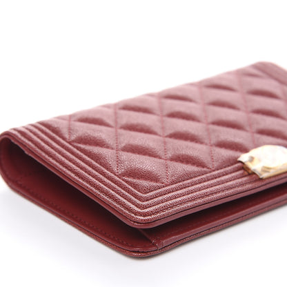 Chanel Caviar Quilted Boy Yen Wallet Burgundy 9 of 11