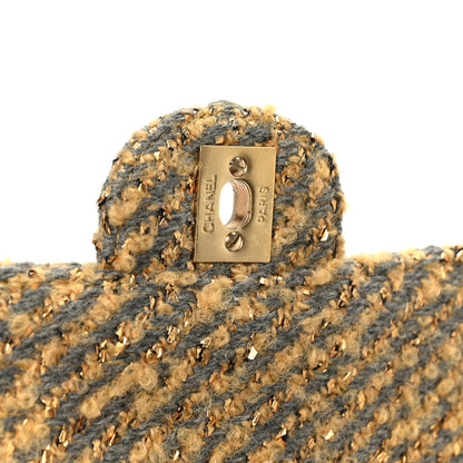 Chanel Metallic Tweed Quilted Medium Single Flap Beige Grey Gold 7 of 12