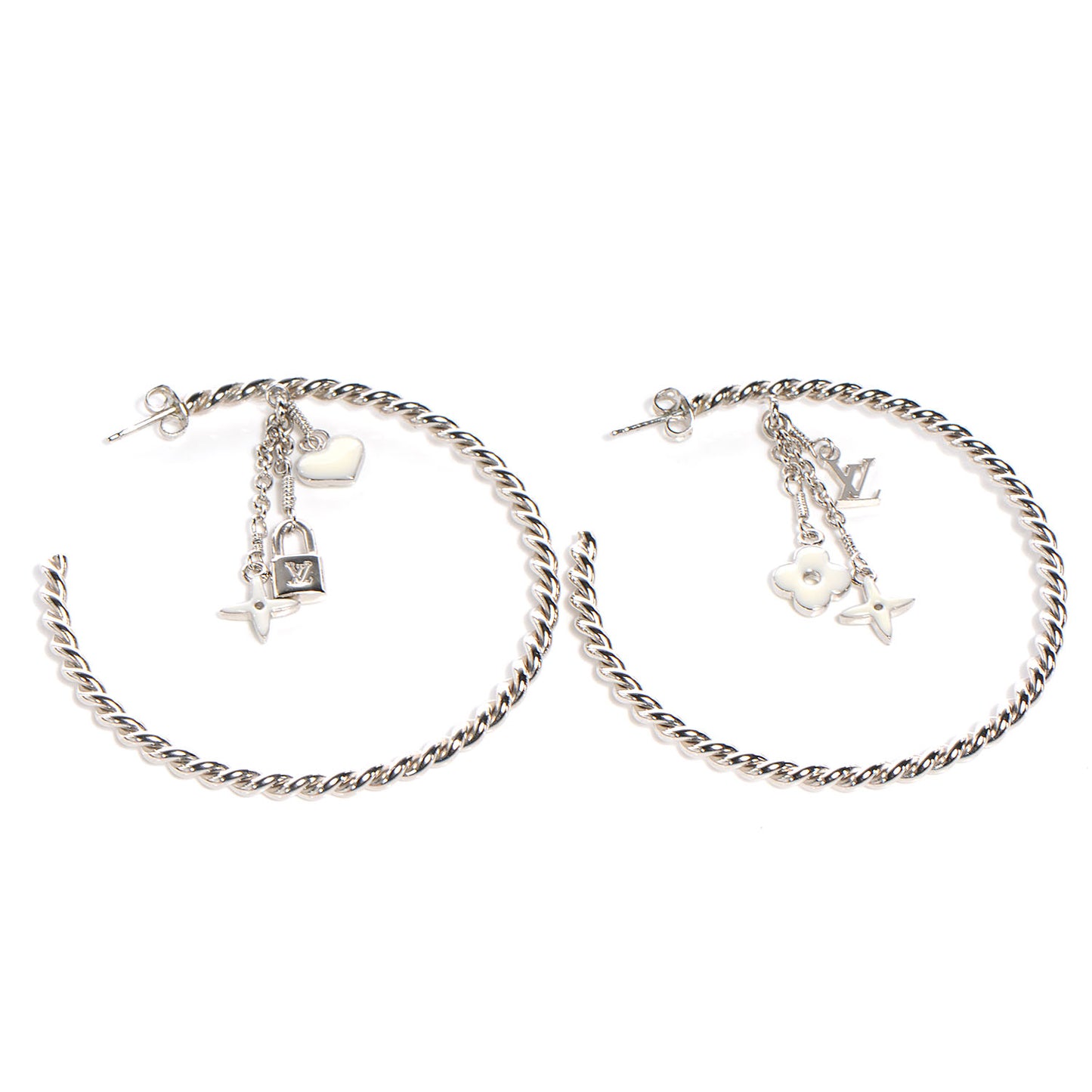 Sweet Monogram Creole Hoop Earrings White