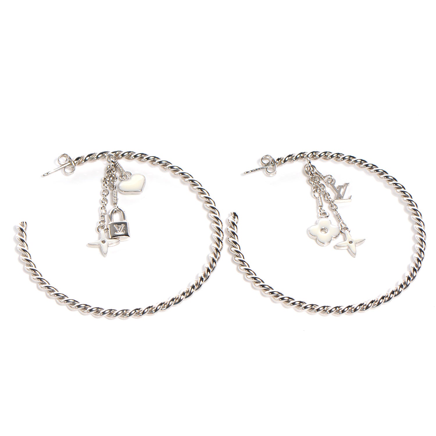 Louis Vuitton Sweet Monogram Creole Hoop Earrings White 1 of 5