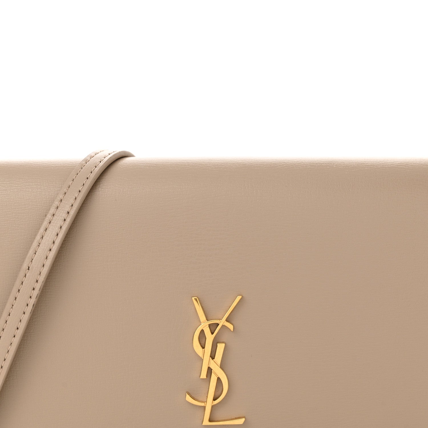 Saint Laurent Smooth Calfskin Monogram Phone Holder Crossbody Dark Beige 8 of 13