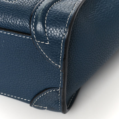 Celine Drummed Calfskin Nano Luggage Petrol 7 of 15