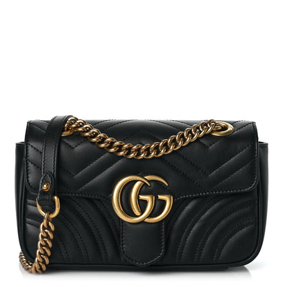Gucci Calfskin Matelasse Mini GG Marmont Shoulder Bag Black 1 of 10