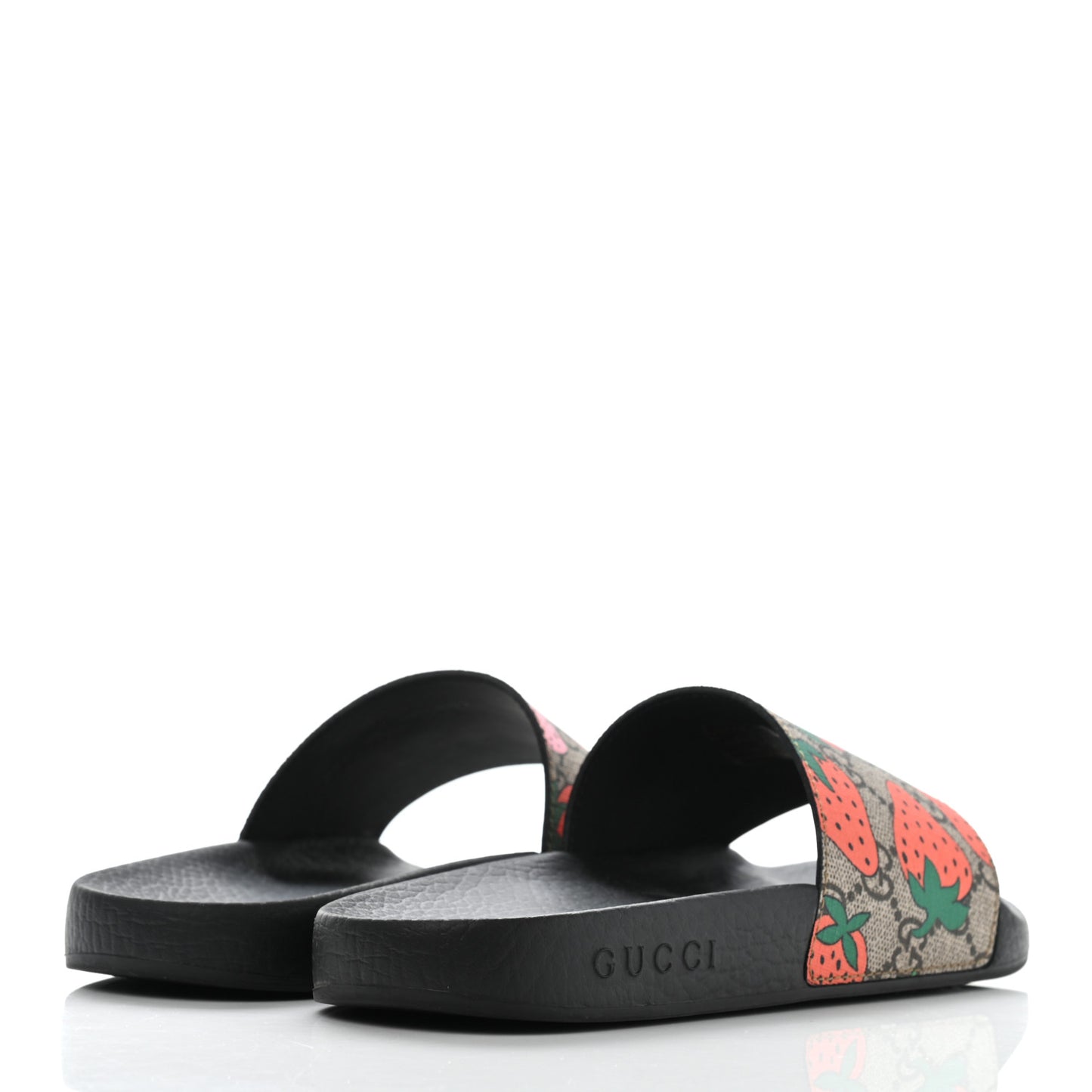 GG Supreme Monogram Strawberry Slide Sandals 36 Beige Multicolor